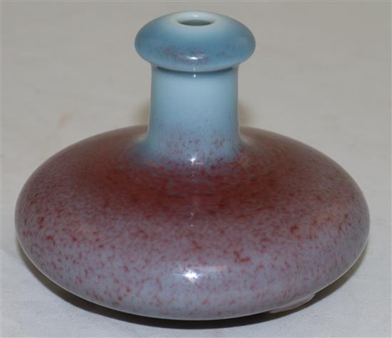 A Chinese claire-de-lune and copper red glazed bottle, height 8cm